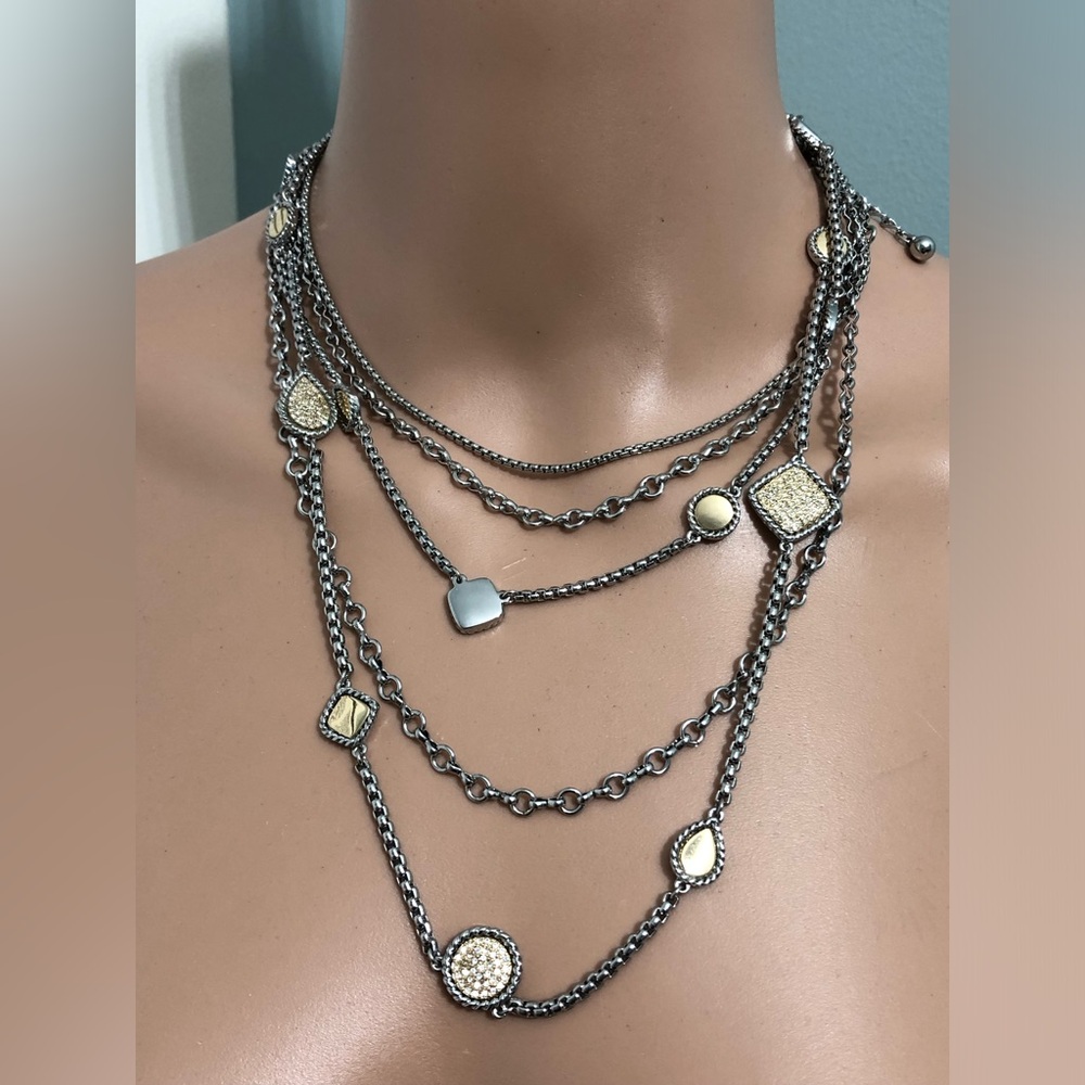 White House Black Market 5 Strand Silver Tone Necklace Multi-strand